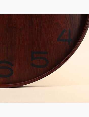 Horloge ronde vitrée en bois foncé 55cm