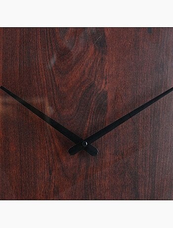 Horloge ronde vitrée en bois foncé 55cm