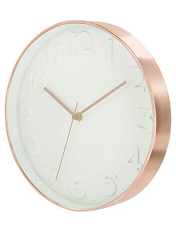 Horloge silencieuse ronde à bordure cuivrée