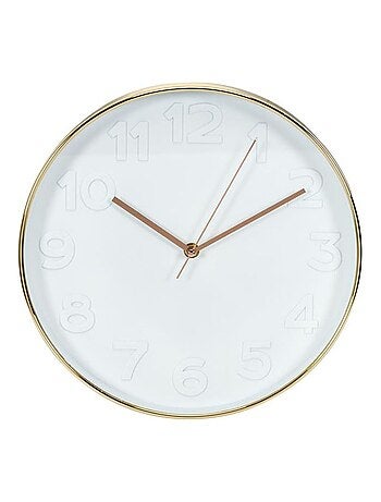Horloge silencieuse ronde à bordure cuivrée