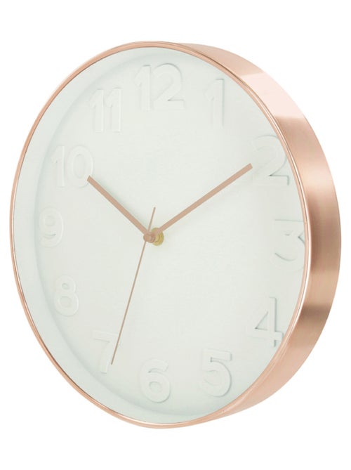 Horloge silencieuse ronde à bordure cuivrée - Kiabi