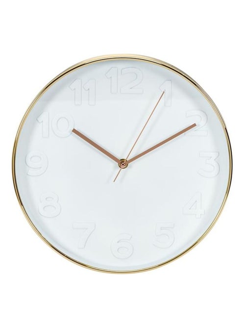 Horloge silencieuse ronde à bordure cuivrée - Kiabi