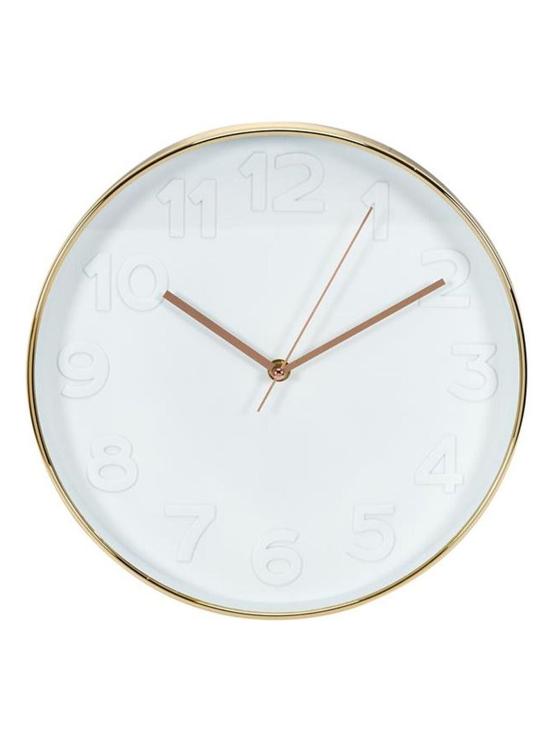 Horloge silencieuse ronde à bordure cuivrée Blanc - Kiabi