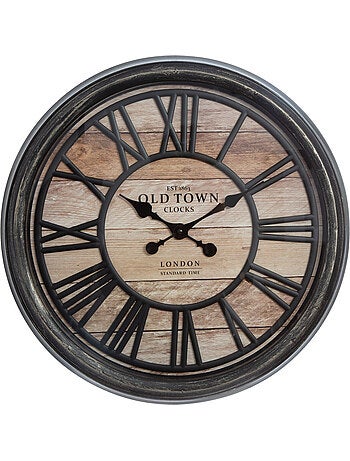 Horloge style industriel chiffres romains relief AGATHE