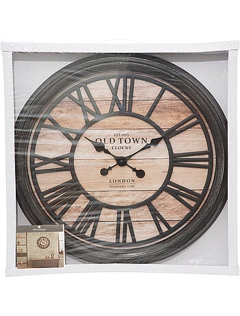 Horloge style industriel chiffres romains relief AGATHE