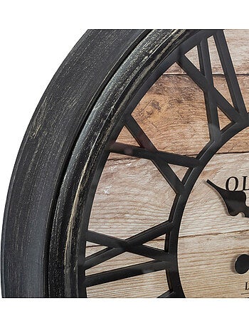 Horloge style industriel chiffres romains relief AGATHE