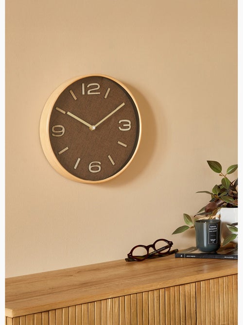 Horloge style vintage, fond aspect bois - Kiabi