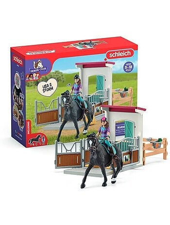 Horse box lisa et storm, figurine cheval et accessoires, schleich 42709 horse club, dès 5 ans