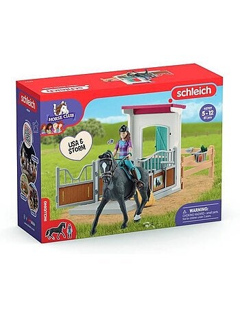Horse box lisa et storm, figurine cheval et accessoires, schleich 42709 horse club, dès 5 ans