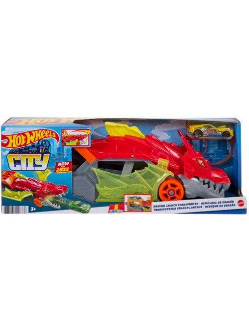 Hot wheels city - transporteur dragon lanceur 2-en-1 - camion / petite voiture - dès 3 ans gtk42 - Kiabi Hot wheels city - transporteur dragon lanceur 2-en-1 - camion / petite voiture - dès 3 ans gtk42 - Kiabi