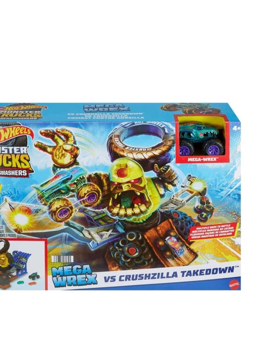 Hot Wheels Set de jeu Monster Trucks Arena Smashers Mega-Wrex Vs. Crushzilla Takedown - Kiabi