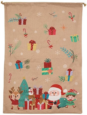 Hotte pere noel jute 50x70cm