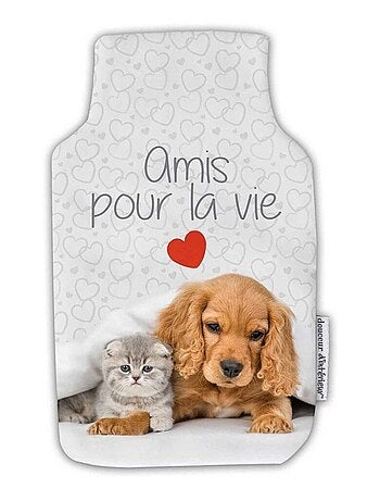 Housse bouillotte polaire 21x34 cm mignon amis pour la vie
