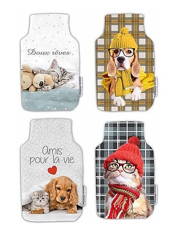 Housse bouillotte polaire 21x34 cm mignon amis pour la vie