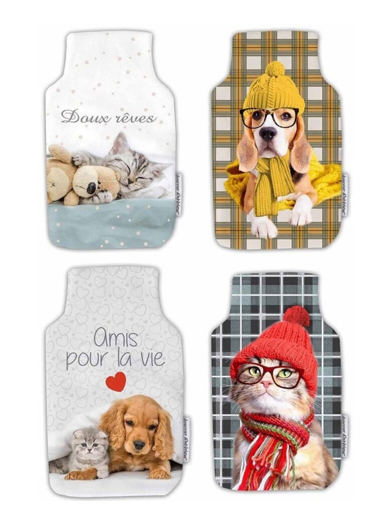 Housse bouillotte polaire 21x34 cm mignon amis pour la vie Gris - Kiabi