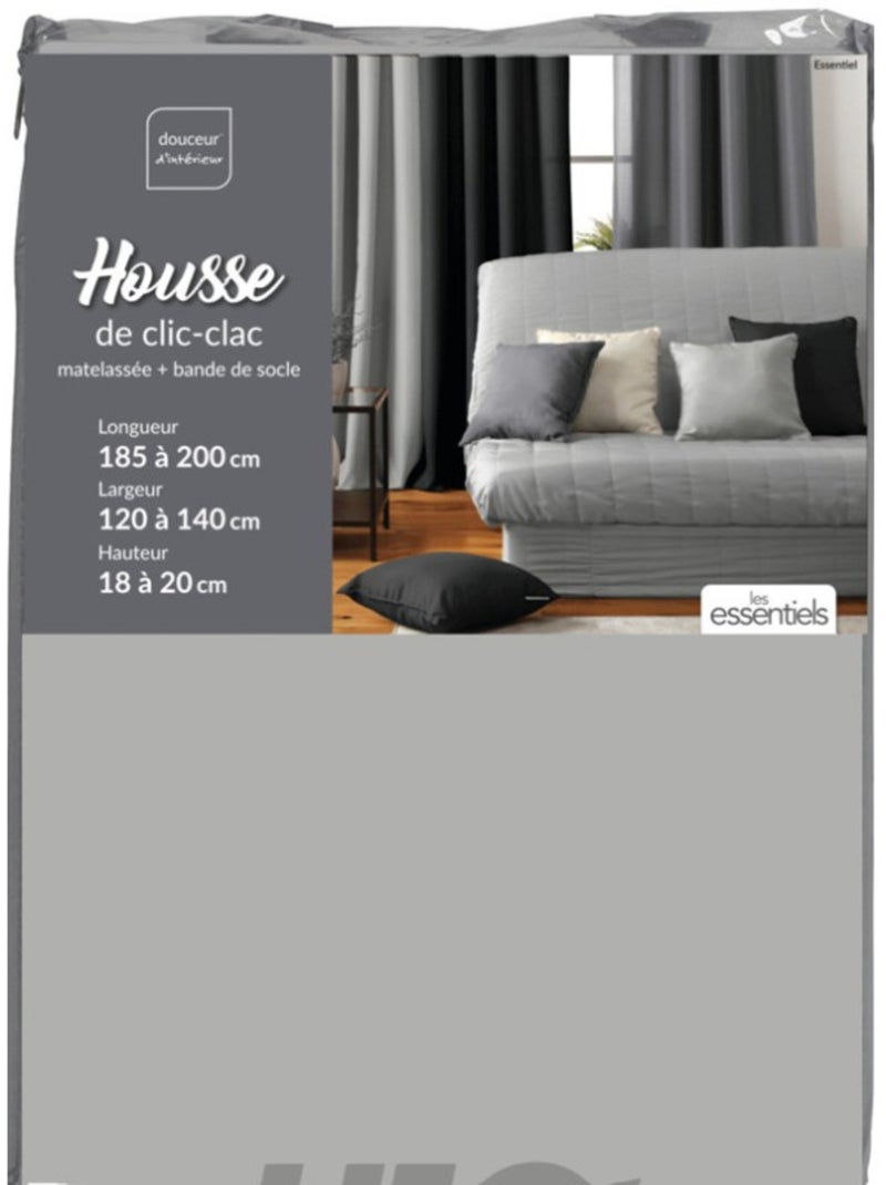 Housse Clic-clac - Coton Pur - 100% Polyester Gris clair - Kiabi