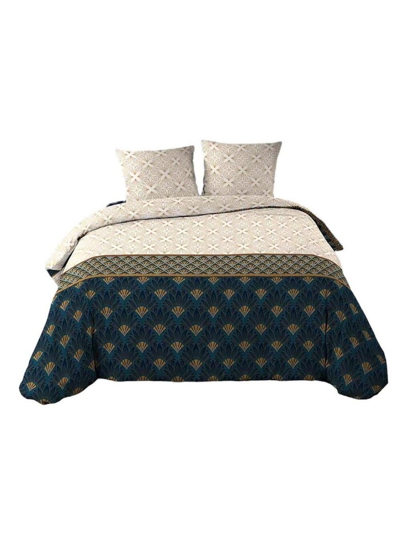 Housse couette + 2 taies 220 x 240 cm Artdeco chic Bleu - Kiabi