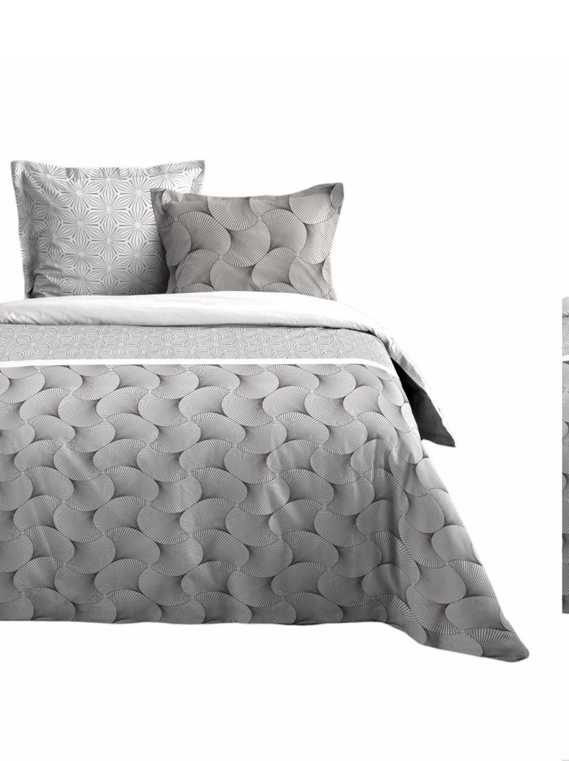 Housse couette + 2 taies 220 x 240 cm Canderra Gris - Kiabi