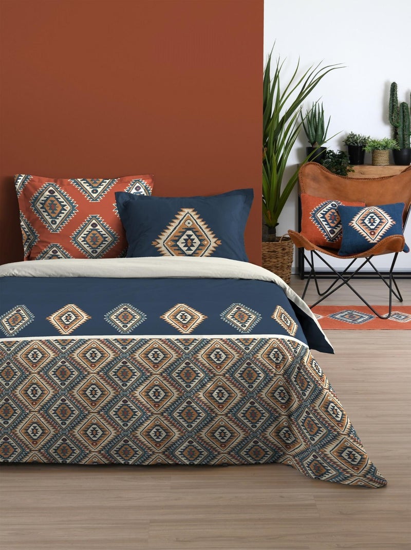 Housse couette + 2 taies 220 x 240 cm Ethnique Louisiane Beige - Kiabi