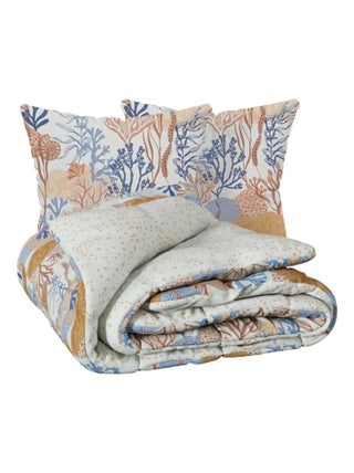 Housse couette + 2 taies 240 x 220 cm Corail d'azura