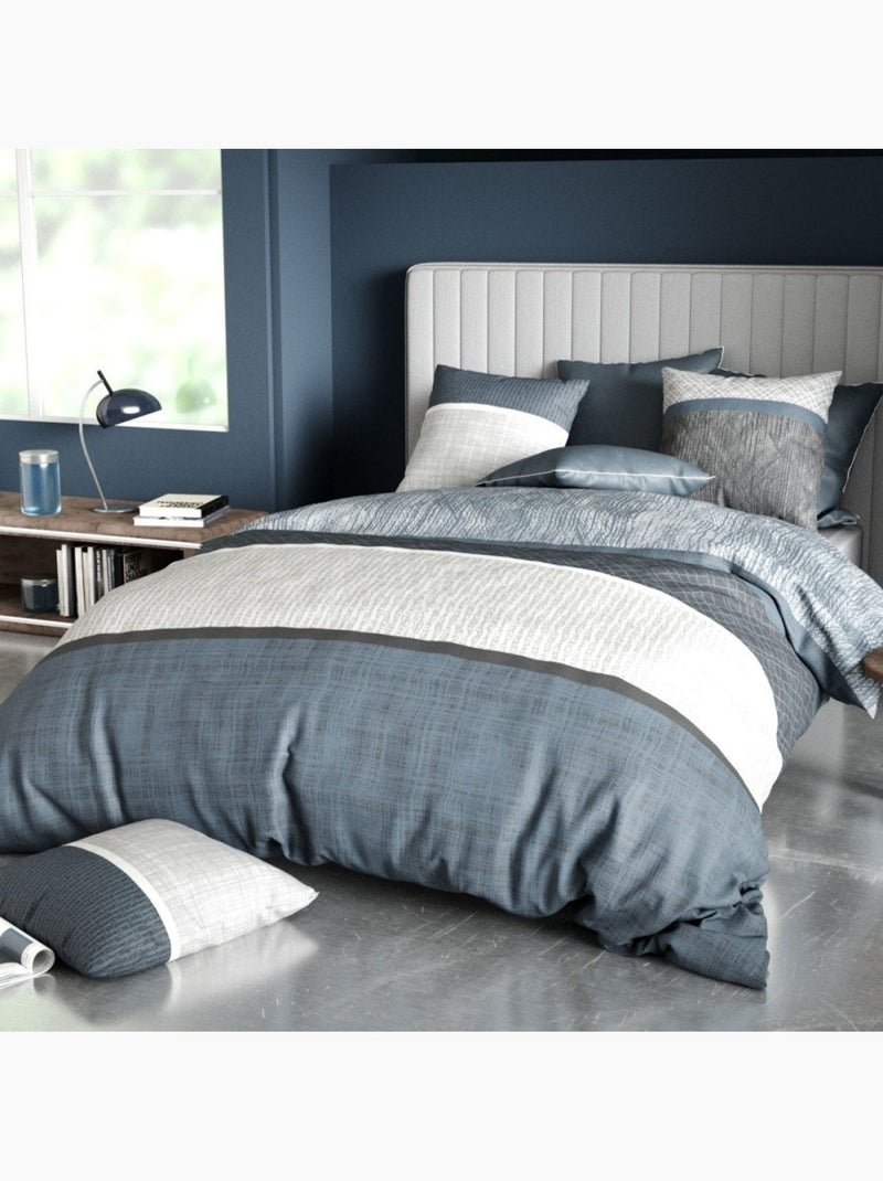 Housse couette + 2 taies Brehat Bleu - Kiabi