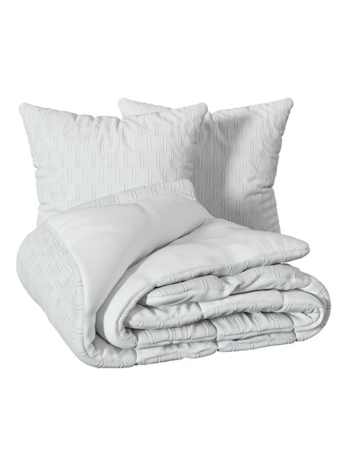 Housse couette + 2 taies Collection Jacquard geo - Kiabi