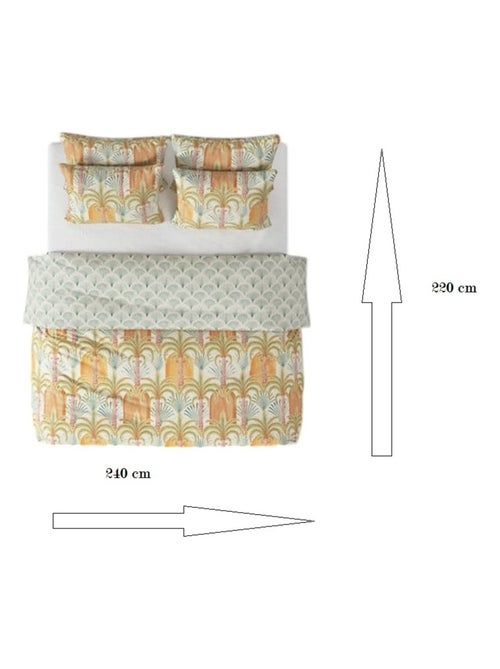 Housse couette + 2 taies percale de coton 240 x 220 cm Janice - Kiabi
