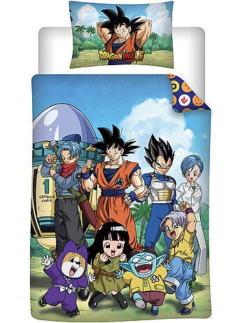 Housse Couette Dragon Ball 140x200cm + Taie 65x65cm – Goku Vegeta – Polycoton – Licence Officielle
