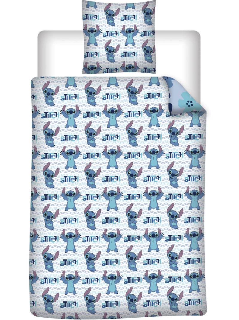 Housse Couette Flanelle Disney Stitch 140x200cm + Taie – Touché Doux Chaud – Licence Officielle Bleu ciel/Gris/Blanc perle/Transparent - Kiabi