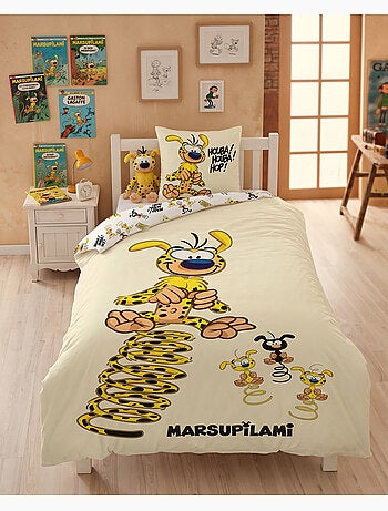 Housse Couette Marsupilami 140x200cm + Taie 65x65cm – Houba Houba Hop – Polycoton – Licence Officiel