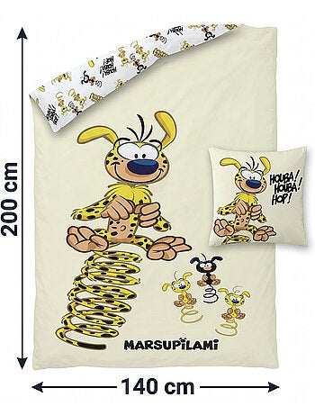 Housse Couette Marsupilami 140x200cm + Taie 65x65cm – Houba Houba Hop – Polycoton – Licence Officiel