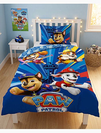 Housse Couette Pat'Patrouille 140x200cm + Taie 65x65cm – Chase Marshall Stella – Polycoton – Licence