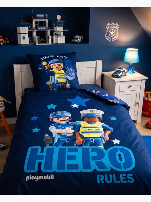 Housse Couette Playmobil Police 140x200cm + Taie 65x65cm – Hero Rules – Polycoton – Licence Officiel - Kiabi