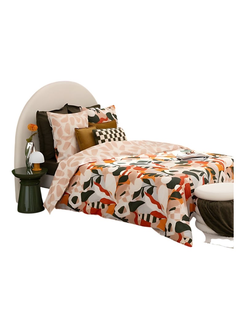 Housse couette + taie 220 x 240 cm Feuillage Aiden Vert - Kiabi