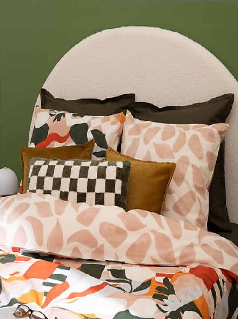 Housse couette + taie 220 x 240 cm Feuillage Aiden Vert - Kiabi