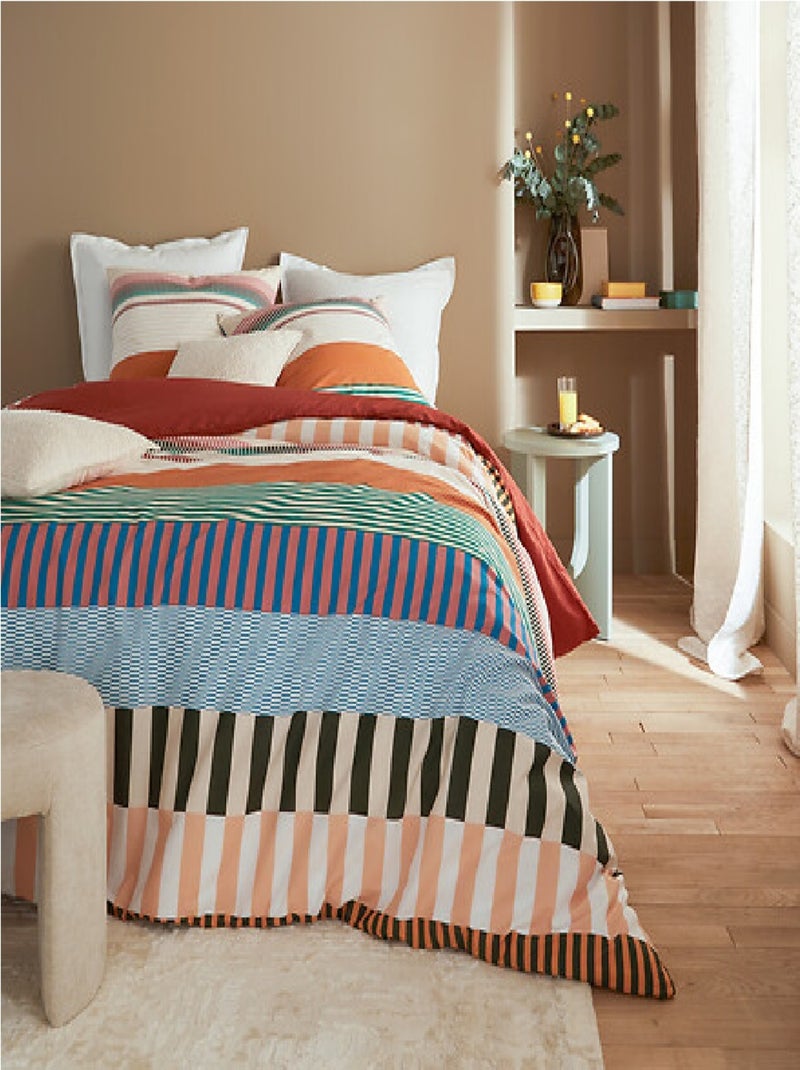 Housse couette + taie 220 x 240 cm Feuillage Aiden Vert - Kiabi