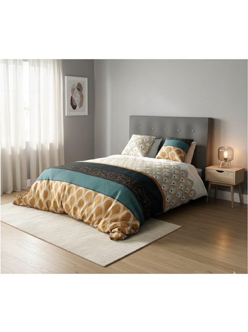 Housse couette + taie Art deco Bangy Beige - Kiabi