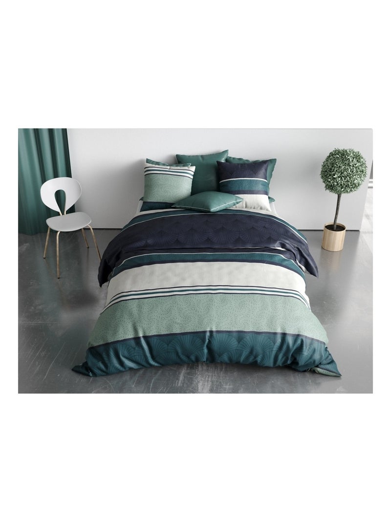 Housse couette + taie Atika Vert - Kiabi