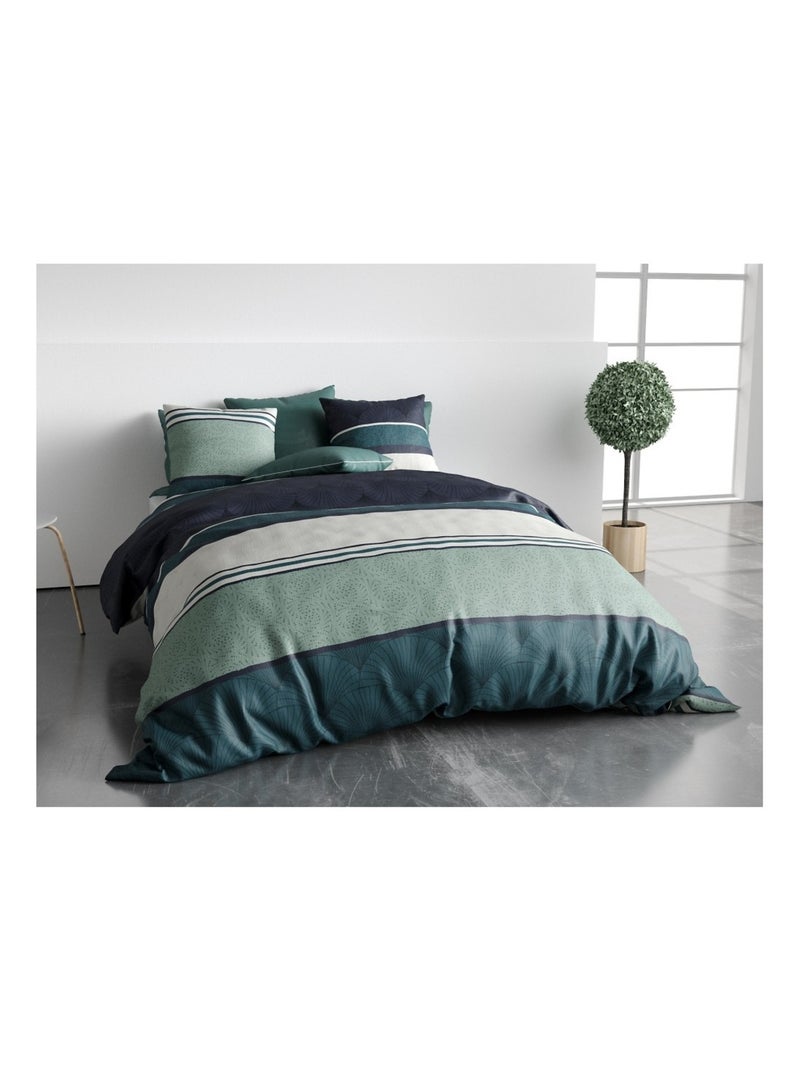 Housse couette + taie Atika Vert - Kiabi