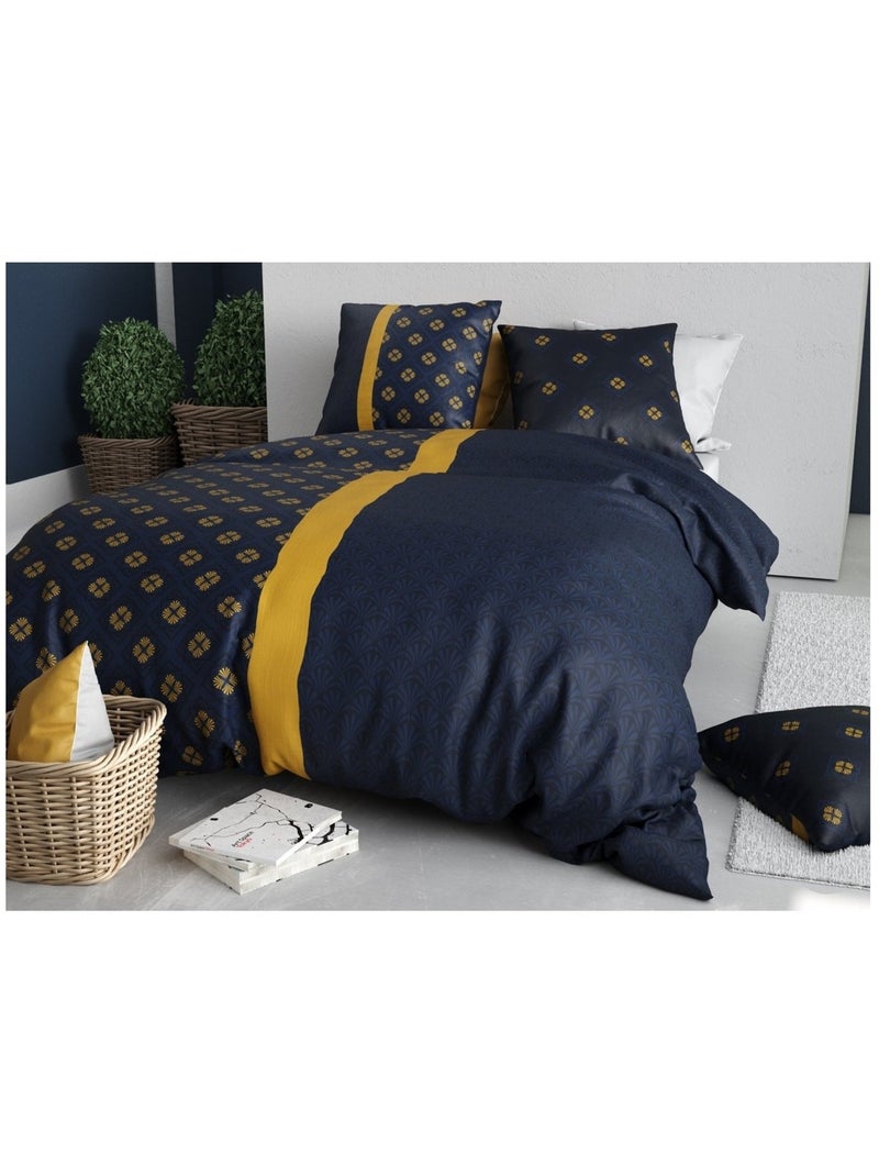 Housse couette + taie en coton Nills Bleu - Kiabi