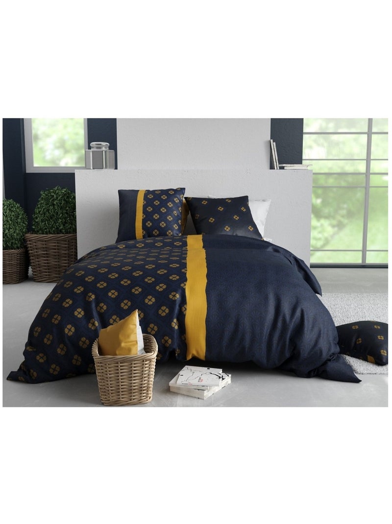 Housse couette + taie en coton Nills Bleu - Kiabi