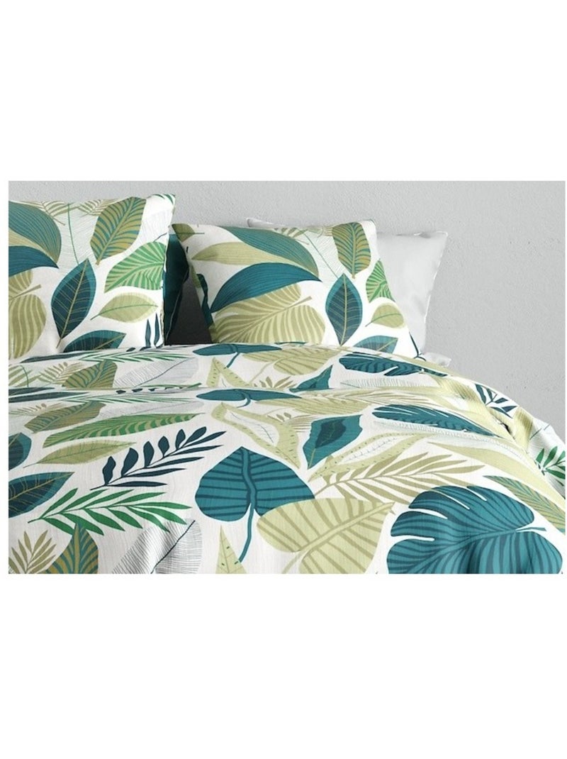 Housse couette + taie Feuillage tropicalia Vert - Kiabi