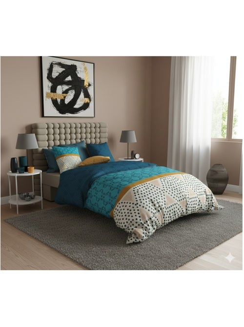 Housse couette + taie graphiques modernes - Kiabi