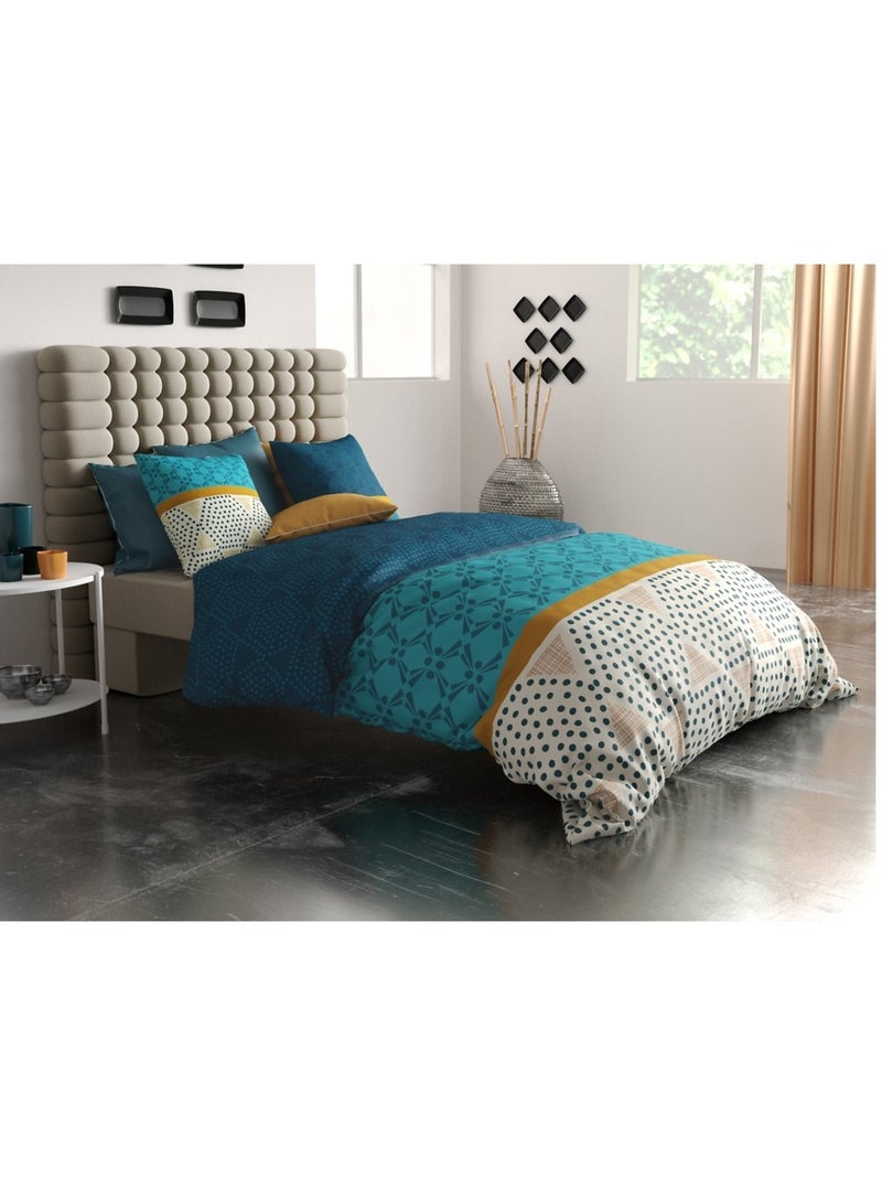 Housse couette + taie graphiques modernes Bleu - Kiabi