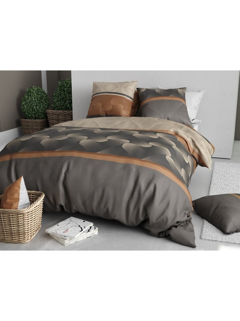 Housse couette + taie Jespa Marron - Kiabi