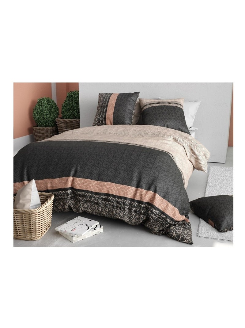 Housse couette + taie Obsetnique Gris - Kiabi