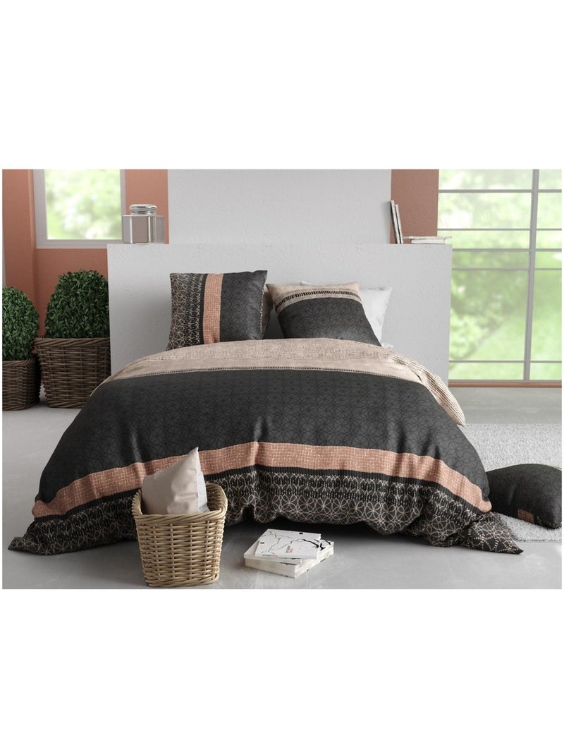 Housse couette + taie Obsetnique Gris - Kiabi