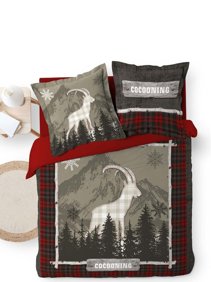 Housse couette + taies 220 x 240 cm Cocooning des Alpes Blanc - Kiabi