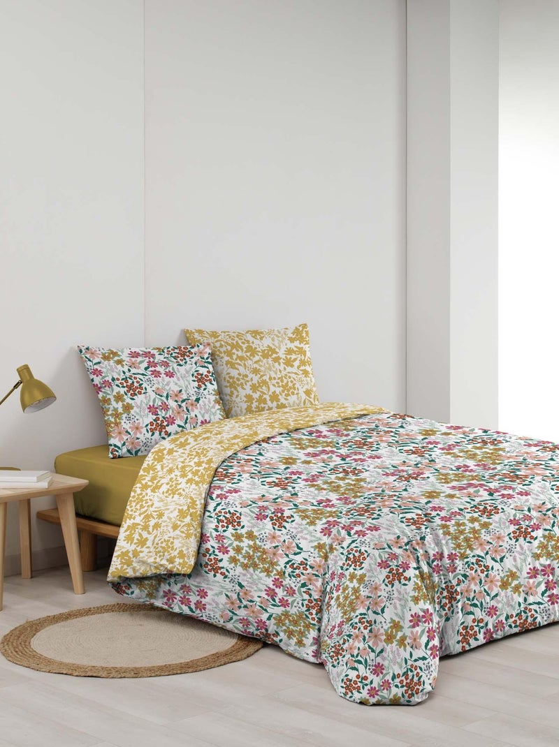 Housse couette + taies 220 x 240 cm Les fleurs de claudia Blanc - Kiabi