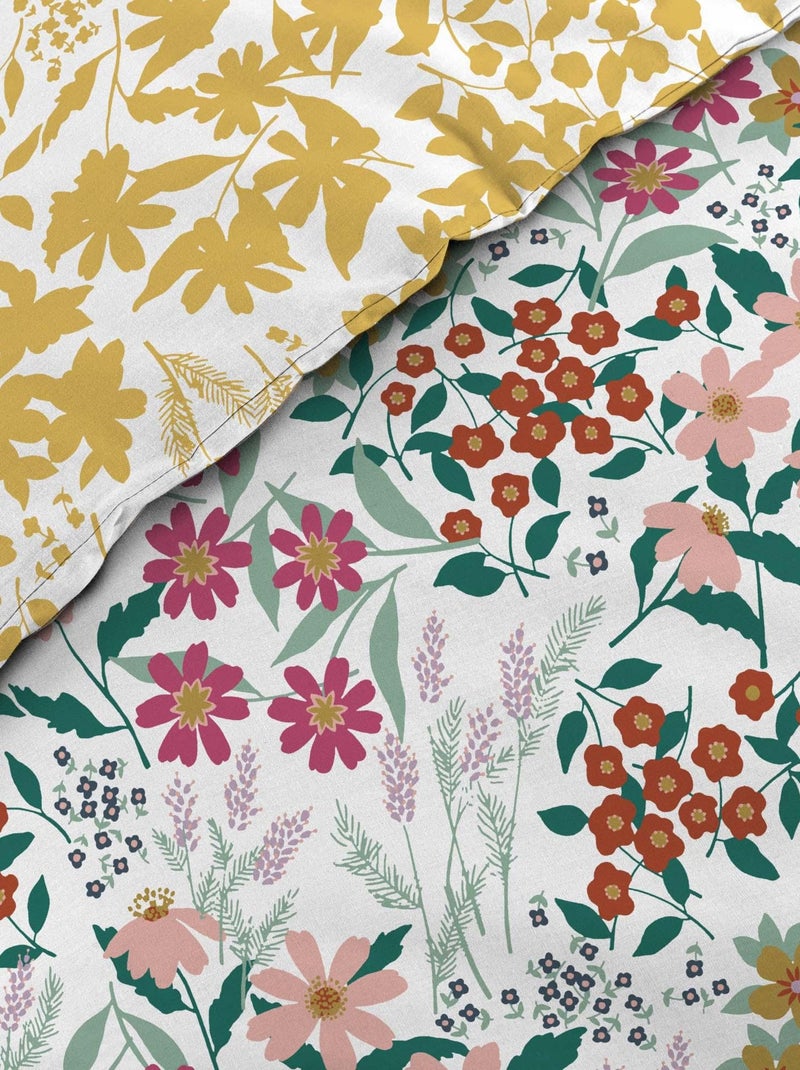 Housse couette + taies 220 x 240 cm Les fleurs de claudia Blanc - Kiabi